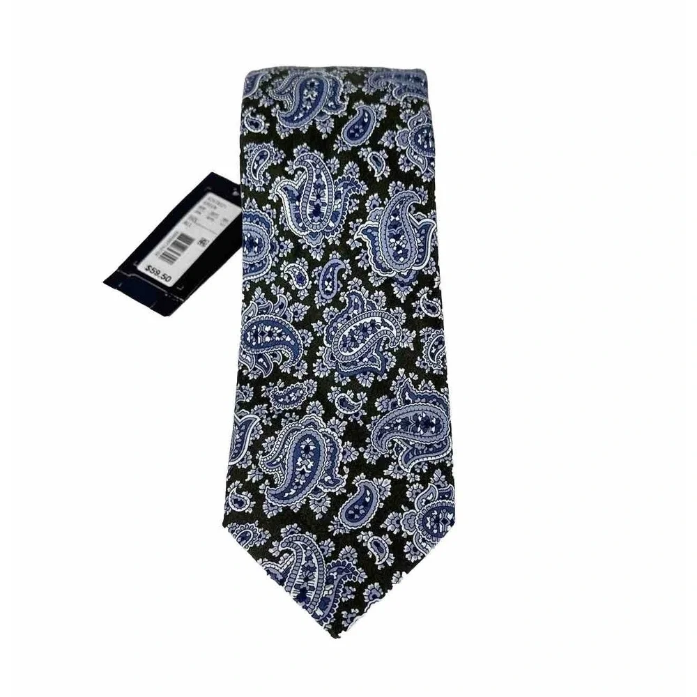 Daniel Cremieux Men's Blue Green Paisley 100%‎ Silk Neck Tie Made In Italy NWT